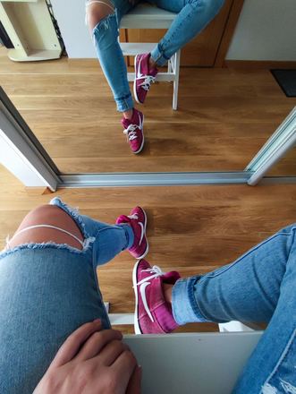 Dėvėti ryškiai rožiniai NIKE Match Mid Sneakers
